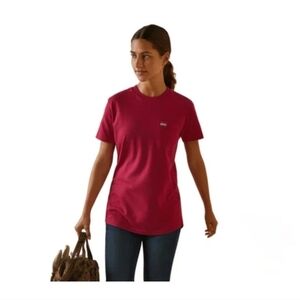 Ariat Rebar Womens 2XL Cotton Strong Crewneck Short Sleeve Pink Tshirt Top